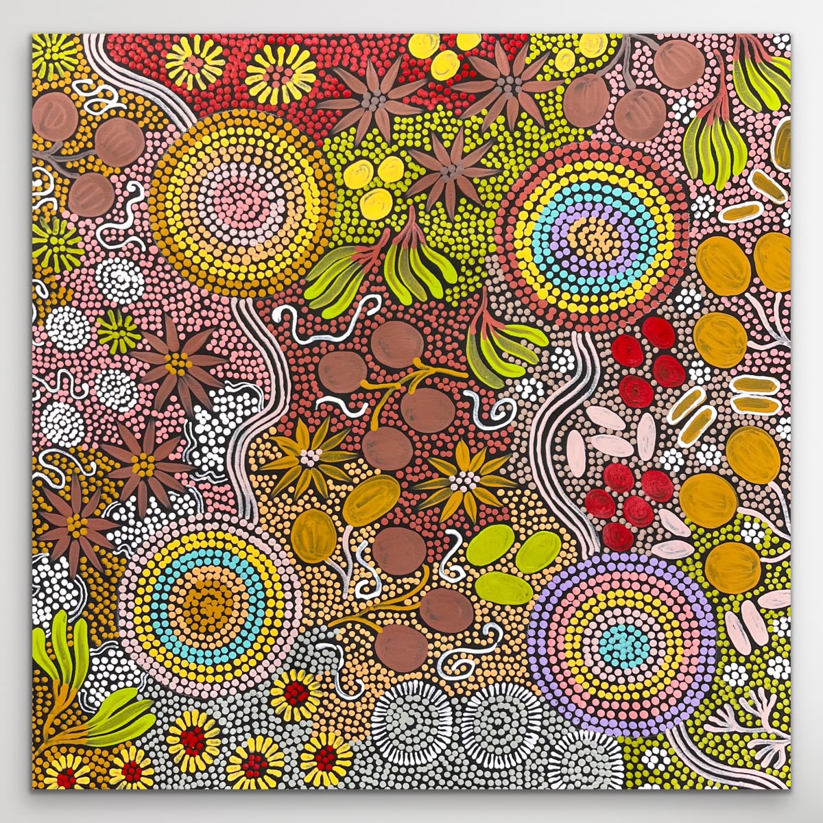 "Budgerigar Dreaming" Julieanne Turner Nungurrayi 62cm x 61cm