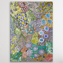 Load image into Gallery viewer, Detail view of "Awelye" Aboriginal painting by Karen Bird Ngale showing traditional dot work patterns
