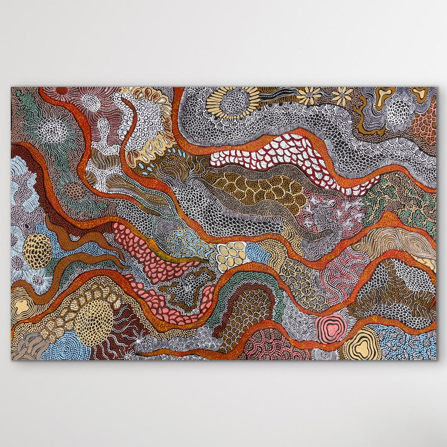 "My Country (The Landscape)" original Aboriginal painting by Julieanne Turner Nungurrayi, 150cm x 97cm - authentic Indigenous Australian artwork