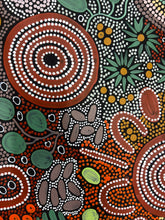 Load image into Gallery viewer, "Women's Hunting Story" Aboriginal art by Julieanne Turner Nungurrayi - close-up detail, 100cm x 98cm
