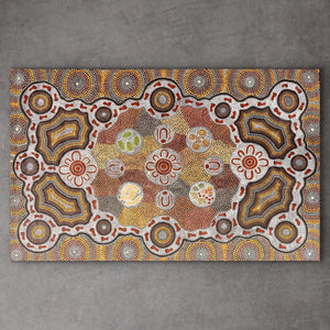 "Women Gathering Bush Tucker" Kianne Nakamarra Williams 143cm x 91cm
