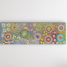 Load image into Gallery viewer, &quot;Budgerigar Dreaming Story and Bush Tucker&quot; Julieanne Nungurrayi Turner 41cm x 122cm
