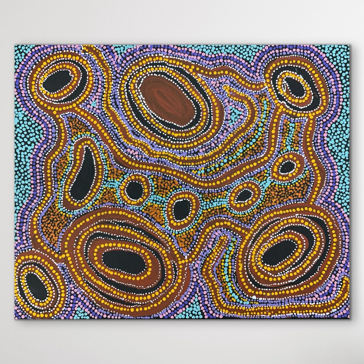 "Minyma Kutjara" original Aboriginal painting by Inawinytji Stanley, 80cm x 64cm - authentic Indigenous Australian artwork