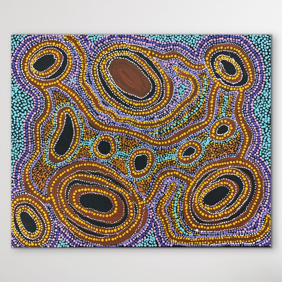 "Minyma Kutjara" original Aboriginal painting by Inawinytji Stanley, 80cm x 64cm - authentic Indigenous Australian artwork