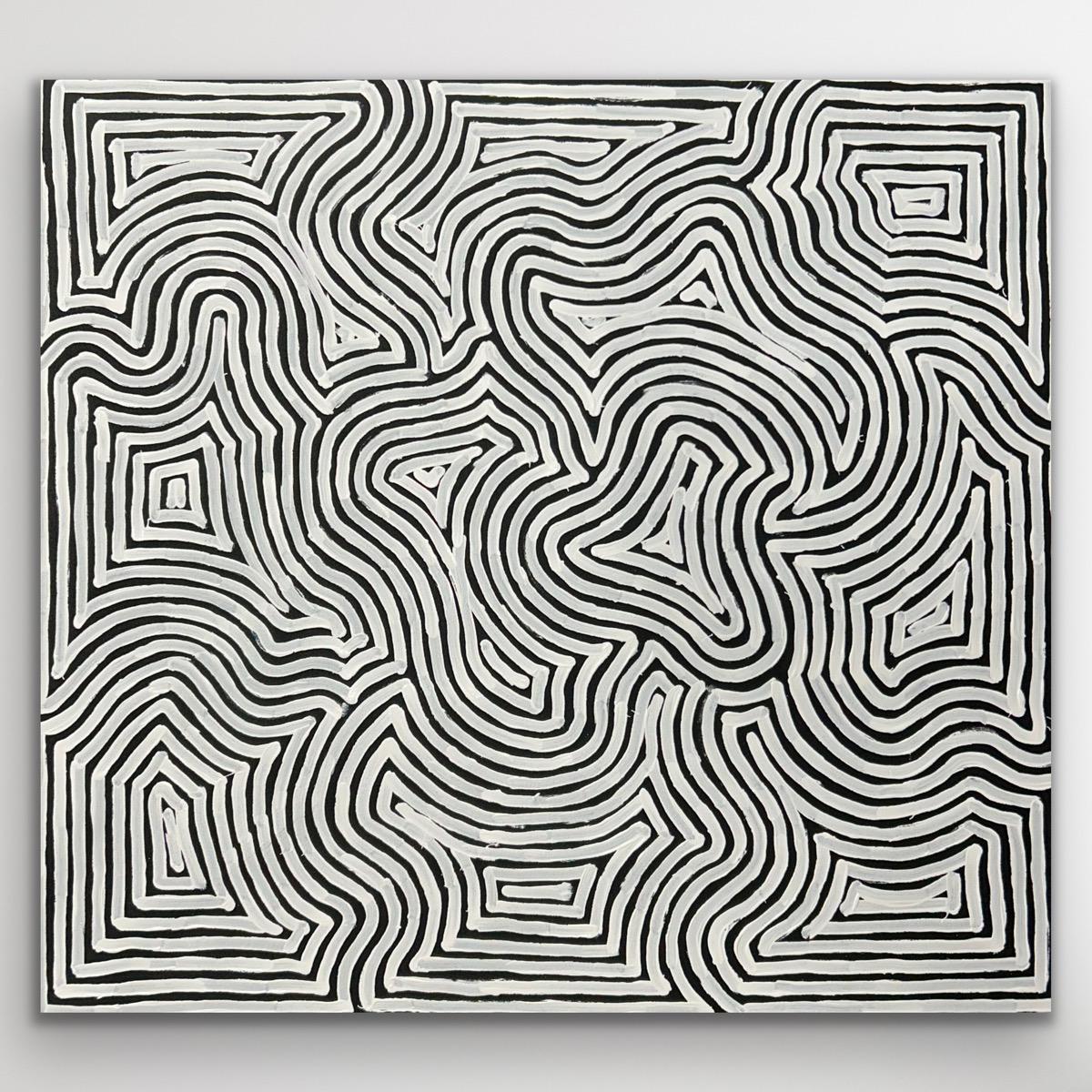 "Tingari" original Aboriginal painting by George Hairbrush Tjungurrayi, 87cm x 92cm - authentic Indigenous Australian artwork