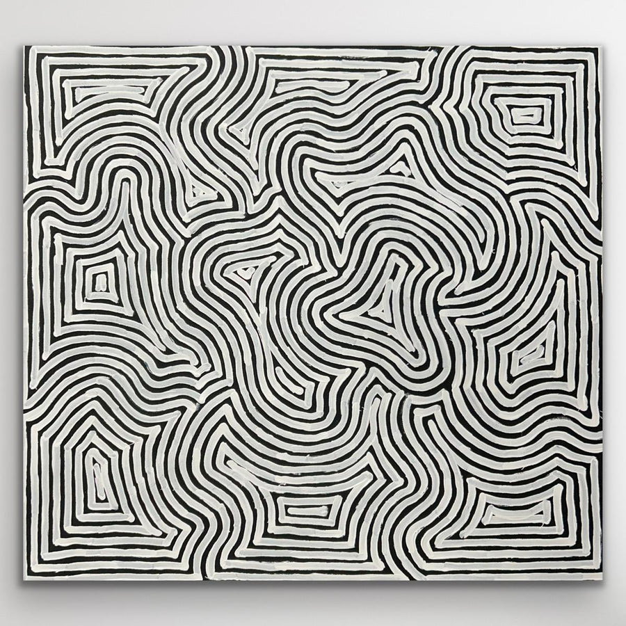 "Tingari" original Aboriginal painting by George Hairbrush Tjungurrayi, 87cm x 92cm - authentic Indigenous Australian artwork