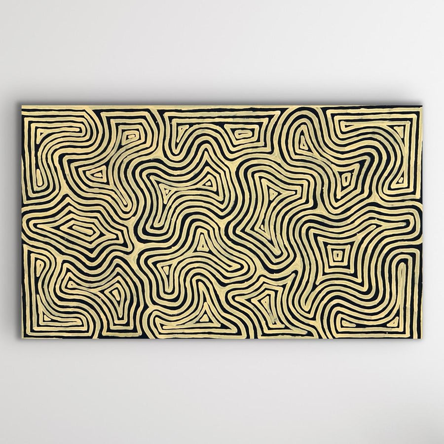 "Tingari" original Aboriginal painting by George Hairbrush Tjungurrayi, 56cm x 96cm - authentic Indigenous Australian artwork