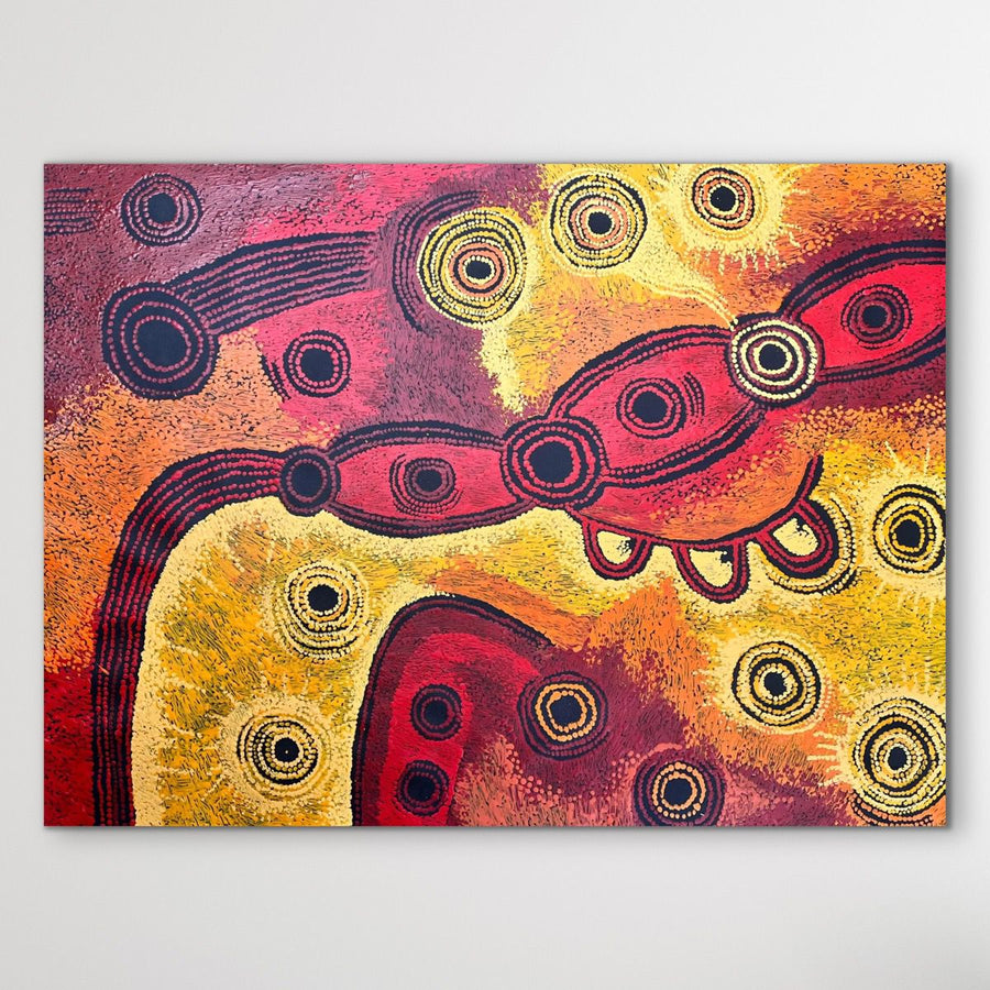 "Minyma Malilu" original Aboriginal painting by Teresa Baker Tunkin, 119cm x 89cm - authentic Indigenous Australian artwork