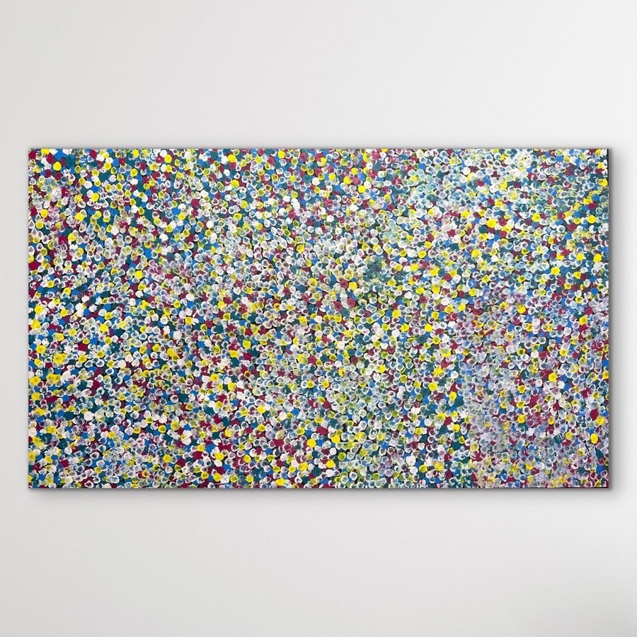 "Bush Plums" original Aboriginal painting by Bessie Pitjara, 161cm x 94cm - authentic Indigenous Australian artwork