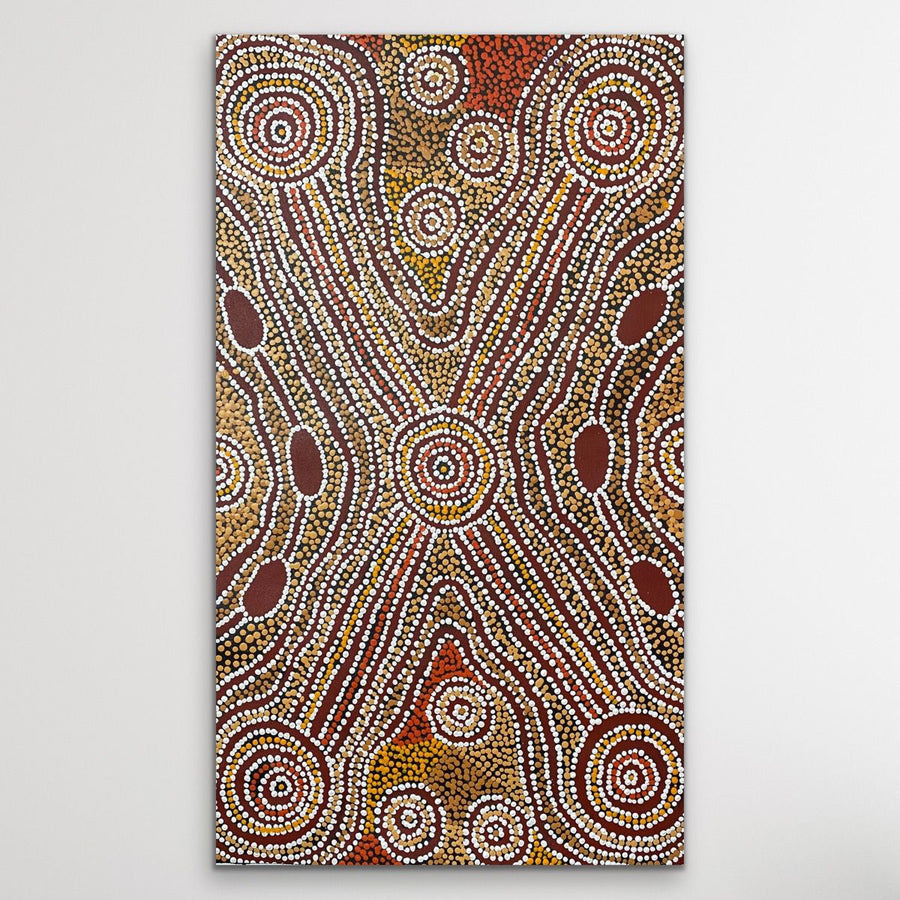 "Ngapari" original Aboriginal painting by Philomena Caroll, 55cm x 92cm - authentic Indigenous Australian artwork