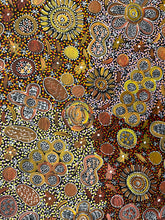Load image into Gallery viewer, "My Country" Aboriginal art by Rochelle Bird Mbitjana - close-up detail, 110cm x 197cm
