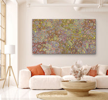 Load image into Gallery viewer, "My Country" by Rochelle Bird Mbitjana - gallery view, authentic Indigenous Australian art, 110cm x 197cm
