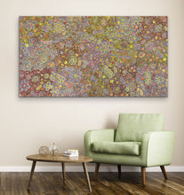 Load image into Gallery viewer, "My Country" by Rochelle Bird Mbitjana - view 6, 110cm x 197cm - Aboriginal art
