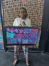 Load image into Gallery viewer, "Mamungari-Nya" Aboriginal art by Renae Nakamarra Nelson - close-up detail, 70cm x 38cm
