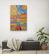 Load image into Gallery viewer, "Women's Dreaming" by Debra Nangala McDonald - view 8, 120cm x 80cm - Aboriginal art
