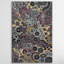 Load image into Gallery viewer, "Bush Flower" by Bernadine Johnson Kemarre - detail view of Aboriginal painting, 144cm x 96cm
