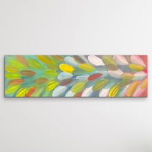 Load image into Gallery viewer, "Bush Medicine Leaves" original Aboriginal painting by Roseanne Morton Petyarre, 116cm x 32cm - authentic Indigenous Australian artwork

