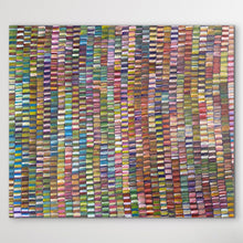 Load image into Gallery viewer, Original Aboriginal artwork Bush Medicine Trees by Bernadine Johnson Kemarre available from Art by Farquhar, featuring colourful traditional patterns and detailed vertical mark making.
