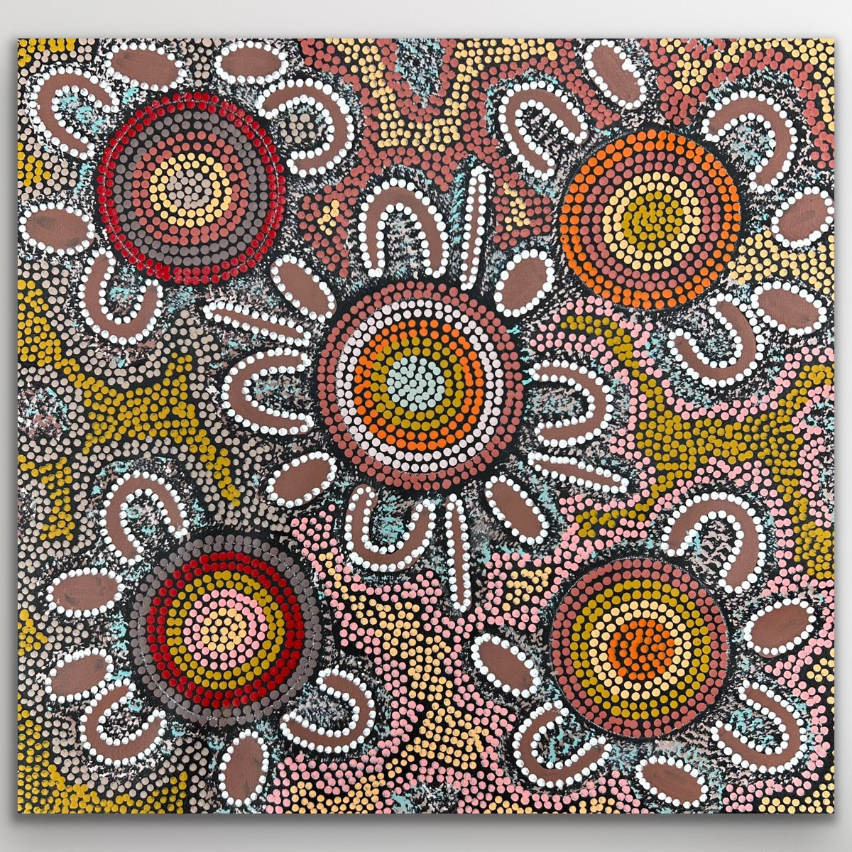"Women Ceremony" original Aboriginal painting by Julieanne Turner Nungurrayi, 58cm x 56cm - authentic Indigenous Australian artwork