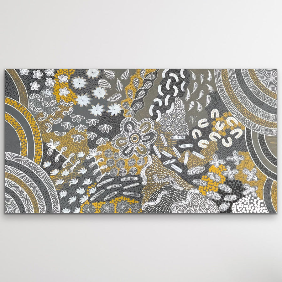 "Women's Ceremony" original Aboriginal painting by Alvira Bird Mpetyane, 200cm x 107cm - authentic Indigenous Australian artwork
