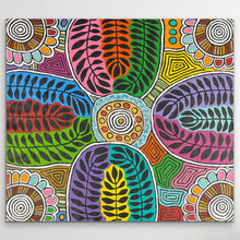 Load image into Gallery viewer, "Two Women Dreaming" original Aboriginal painting by Debra Nangala McDonald, 130cm x 117cm - authentic Indigenous Australian artwork
