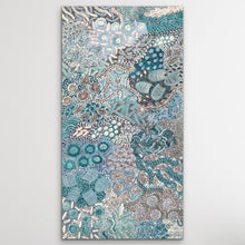 Load image into Gallery viewer, Aboriginal art with a floral pattern in shades of blue
