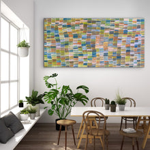 Load image into Gallery viewer, &quot;Yam Dreaming&quot; Jeannie Mills Pwerle 212cm x 105cm displayed in modern dining area
