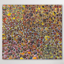 Load image into Gallery viewer, "Yam Dreaming" Rachael Nambula 95cm x 89cm buy utopian Indigenous artwork from Adelaide gallery
