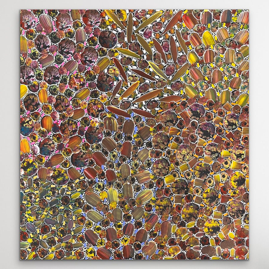medium aboriginal painting "Yam Dreaming" Rachael Nambula 95cm x 89cm
