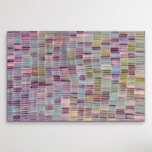 Load image into Gallery viewer, &quot;Yam Dreaming&quot; Jeannie Mills Pwerle 144cm x 95cm fairy floss coloured pink, blue, yellow and green
