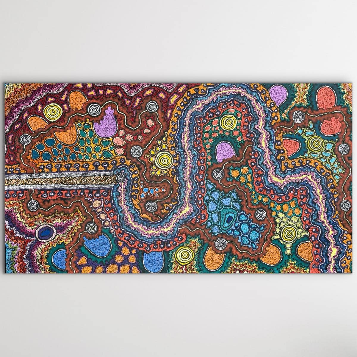 "My Country" original Aboriginal painting by Damien and Yilpi Marks, 206cm x 114cm - authentic Indigenous Australian artwork