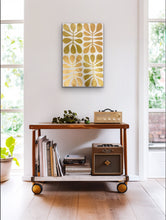 Load image into Gallery viewer, Acacia Leaves Watiya Tjuta artwork by Debra Nangala McDonald displayed on a wall in a bright living room
