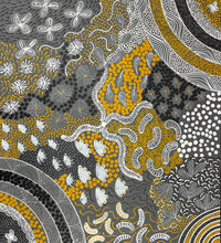 Load image into Gallery viewer, "Women's Ceremony" by Alvira Bird Mpetyane - detail view of Aboriginal painting, 106cm x 95cm
