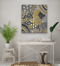 Load image into Gallery viewer, "Women's Ceremony" by Alvira Bird Mpetyane - displayed on wall, authentic Indigenous Australian artwork
