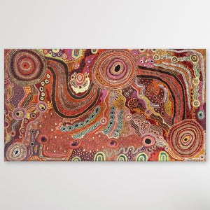 "Kapi Tjukula Munu Ngura (Places & Waterholes)" Audrey Brumby 200cm x 116cm