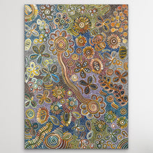Load image into Gallery viewer, "Bush Flowers" original Aboriginal painting by Bernadine Johnson Kemarre, 104cm x 76cm - authentic Indigenous Australian artwork
