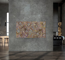 Load image into Gallery viewer, "My Country" Belinda Golder Kngwarreye Aboriginal artwork in room setting - wall display view, 200cm x 110cm
