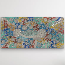 Load image into Gallery viewer, Bush Flowers Aboriginal painting by Bernadine Johnson Kemarre, Utopia Indigenous dot artwork 180 x 89 cm
