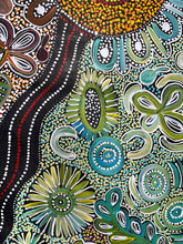 Load image into Gallery viewer, Colorful Bernadine Johnson Kemarre bush flower design with floral elements and swirling patterns
