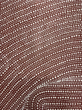 Load image into Gallery viewer, Detailed view of Bush Onion painting by Tansy Martin, layered dot work creating patterns of movement and growth across Country.
