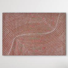Load image into Gallery viewer, Bush Onion painting by Tansy Martin against a white wall, showcasing the full canvas and intricate Aboriginal dot work.
