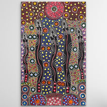Load image into Gallery viewer, "Dreamtime Sisters" original Aboriginal painting by Cindy Wallace, 72cm x 44cm - authentic Indigenous Australian artwork
