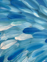 Load image into Gallery viewer, Close-up of blue and white abstract brushstrokes of bush medicine leaves
