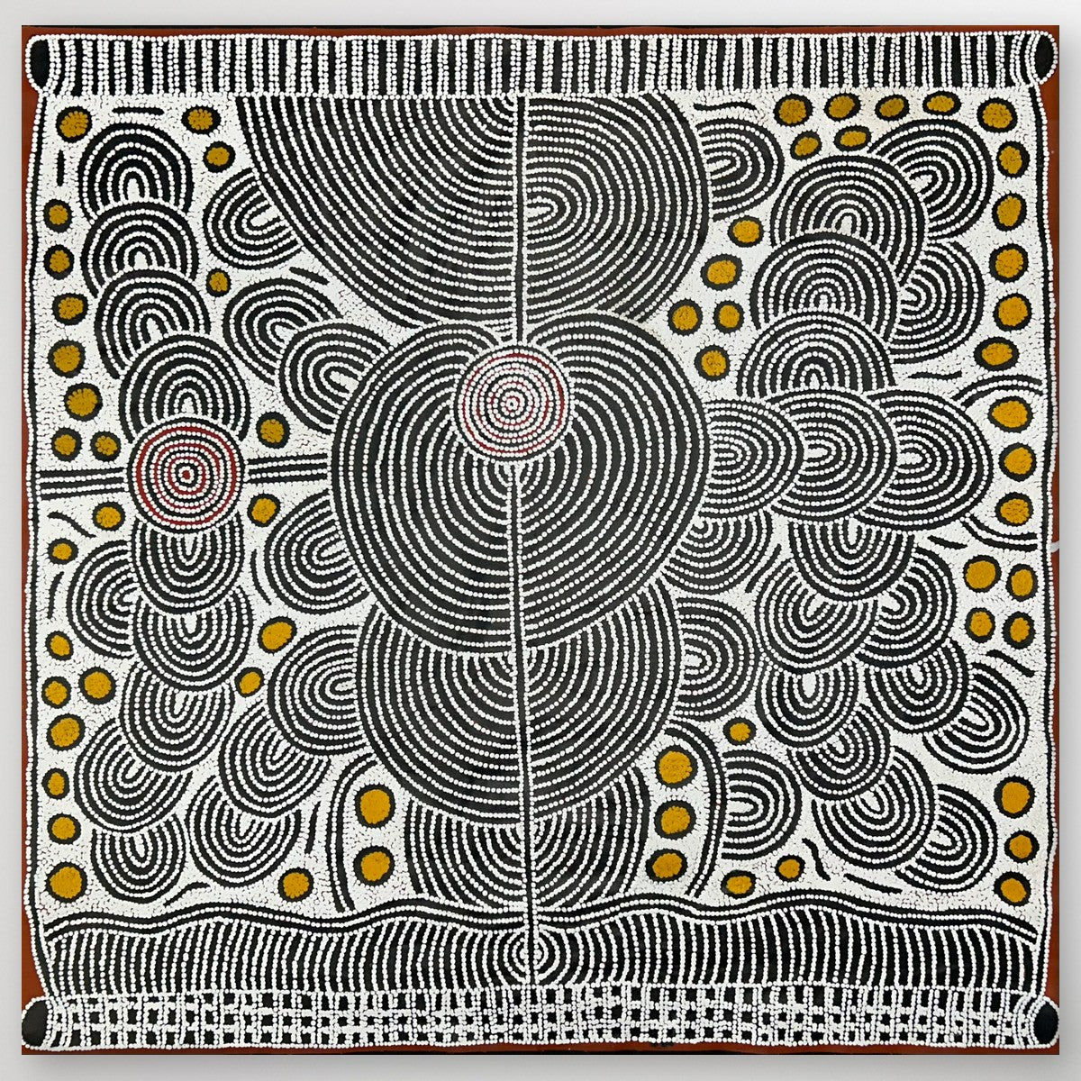 "Goanna Love Story" Debra Nangala McDonald 134cm x 133cm, original Papunya Aboriginal painting