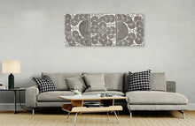 Load image into Gallery viewer, "My Special Homeland (Papunya)" by Debra Nangala McDonald displayed in modern living room - original Aboriginal painting, 149cm x 61cm
