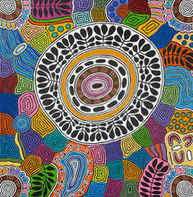 Load image into Gallery viewer, "Women's Body Paint" by Debra Nangala McDonald - detail view of Aboriginal painting, 196cm x 193cm
