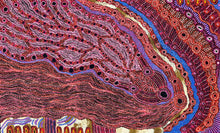 Load image into Gallery viewer, "Rainbow Serpent (Wanampi)" by Debra Umala - detail view of Aboriginal painting, 198cm x 122cm
