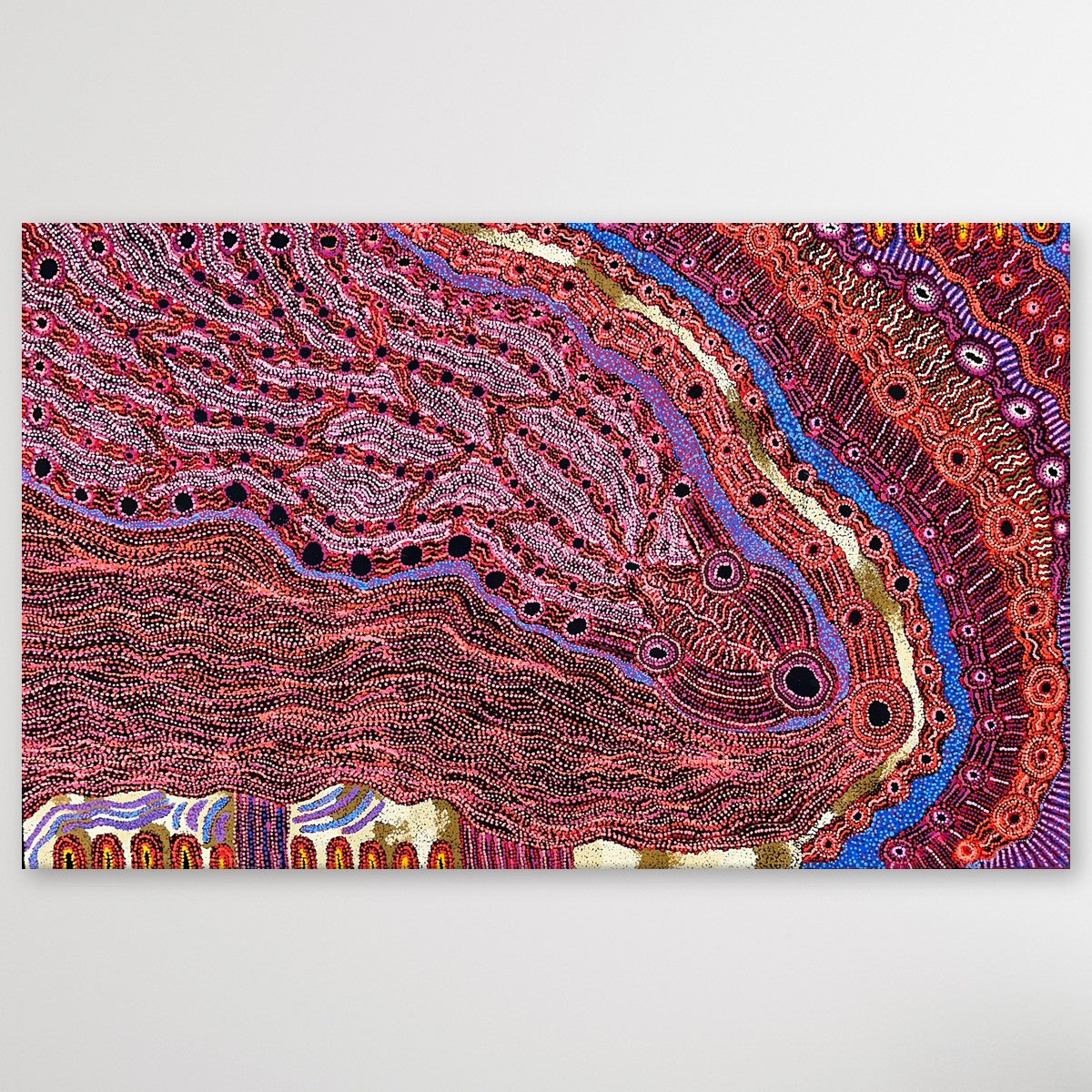 "Rainbow Serpent (Wanampi)" original Aboriginal painting by Debra Umala, 198cm x 122cm - authentic Indigenous Australian artwork