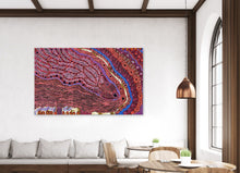 Load image into Gallery viewer, "Rainbow Serpent (Wanampi)" Aboriginal painting by Debra Umala displayed in modern room setting
