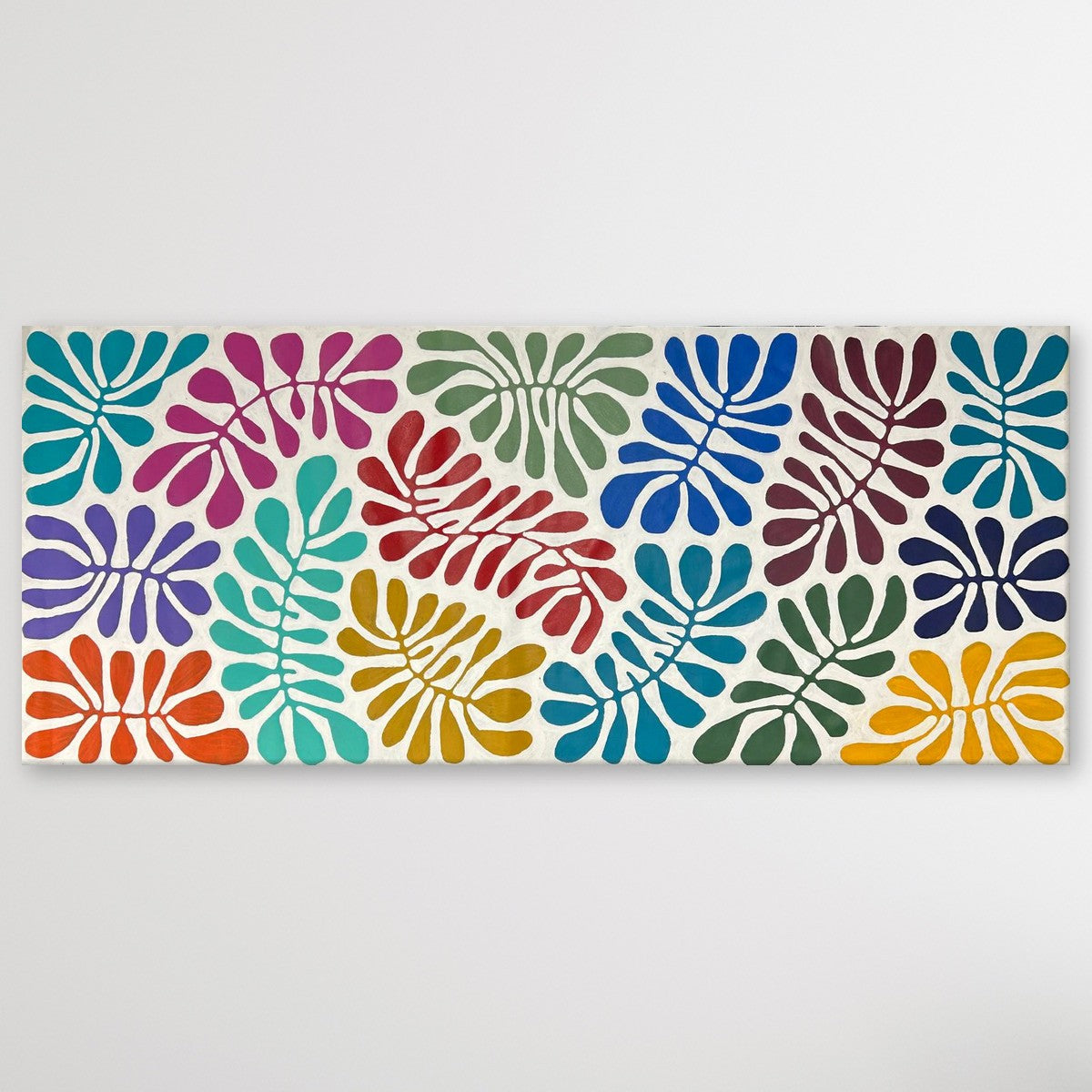 "Acacia Leaves (Watiya Tjuta)" original Aboriginal painting by Debra Nangala McDonald, 198cm x 83cm - authentic Indigenous Australian artwork